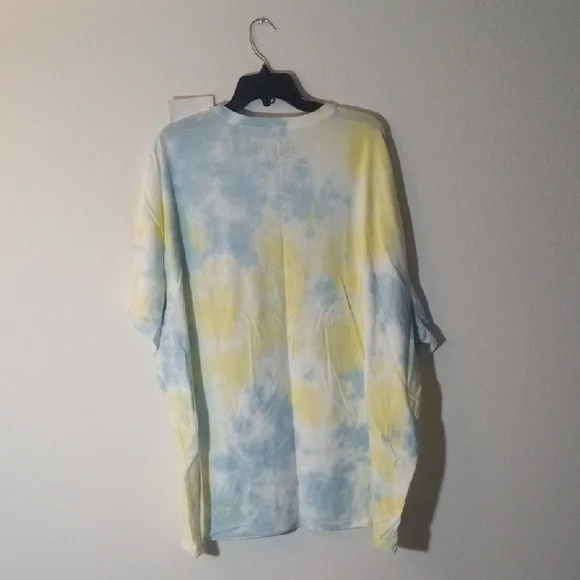 Smiley Women's Tie-Dye Short Sleeve Tee - Blue and Yellow - Picture 4 of 4